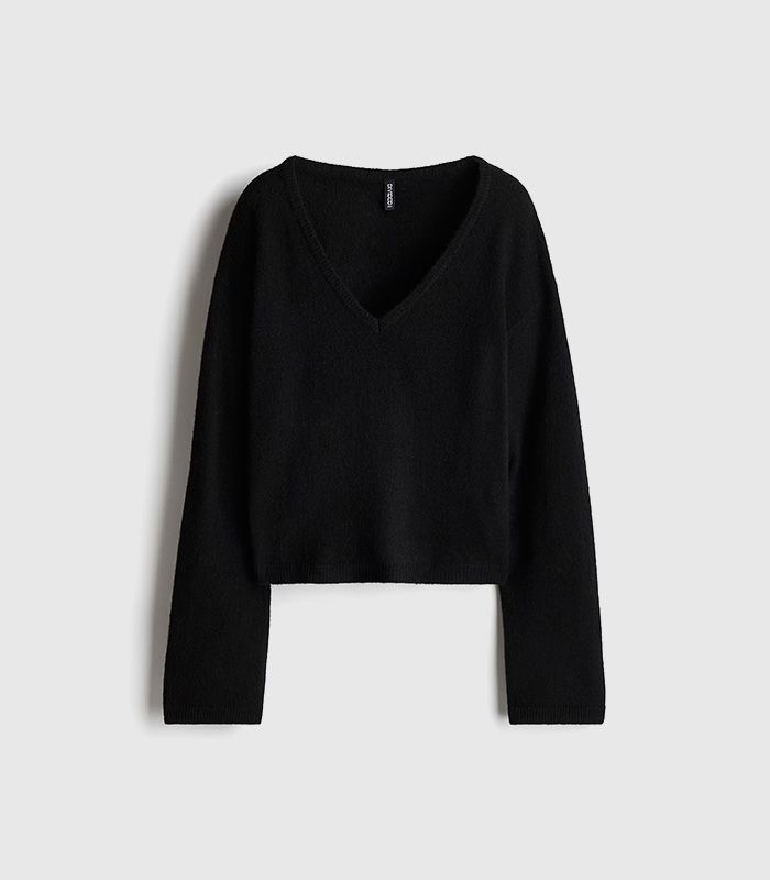 Fine-knit V-neck jumper